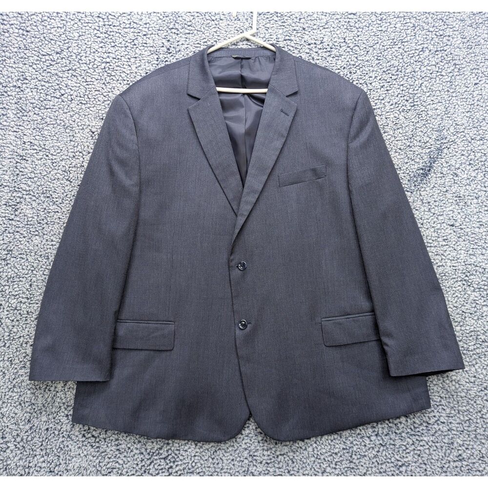 Oak Hill Perfect Fit 2-Button Blazer Mens 58 Regular Office Formal Career Blue